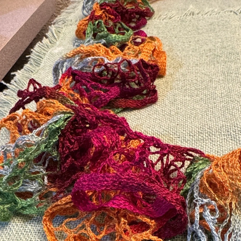 Multi-colored Crochet Ruffled Scarf - Picture 2 of 16